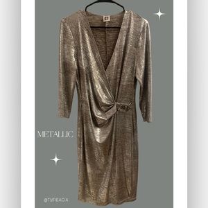 Anne Klein Metallic Side Draped Dress